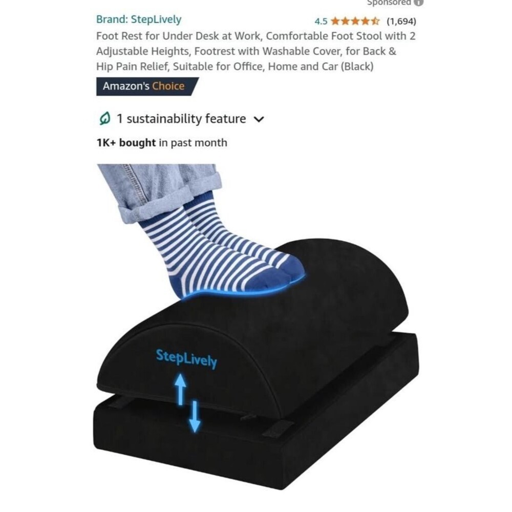 Comfortable Foot Stool with 2 Adjustable Heights